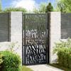 Black Garden Gate 105X180 Cm Steel Paw Print Pattern
