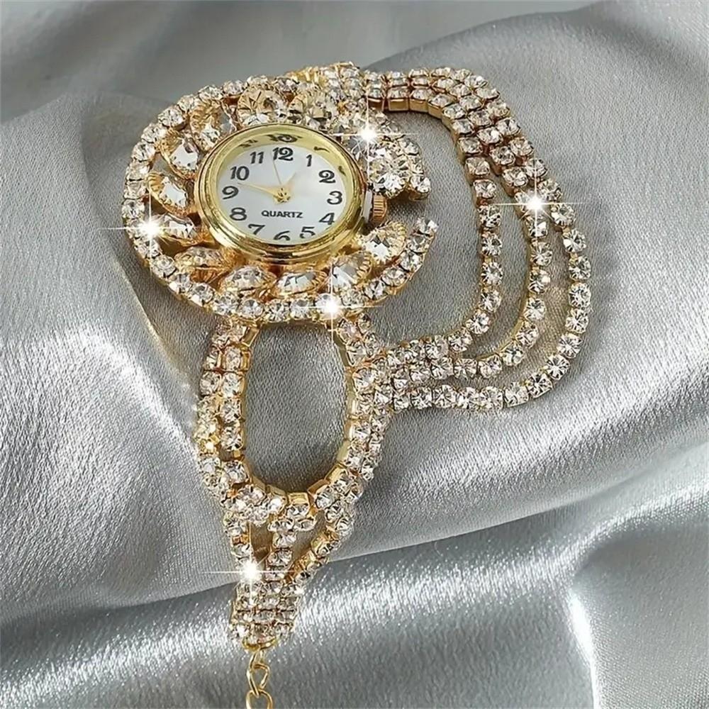 Zinc Alloy Strap Bracelet Watch Gold Ladies Wristwatches New Women Quartz Watch Gifts