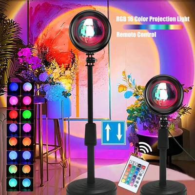 16 RGB Regenbogen Atmosphäre Sonnenuntergang Projektor Lampe Nachtlicht Sonnenuntergang Licht für Schlafzimmer Zimmer Dekoration Hintergrund Wand Tiktok Gleiche