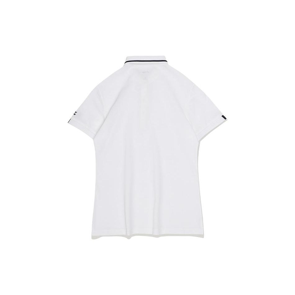 Li Ning Logo Embroidered Split Hem Short Sleeve Polo Shirt Women Polo Shirts Standard-White APLR072-1
