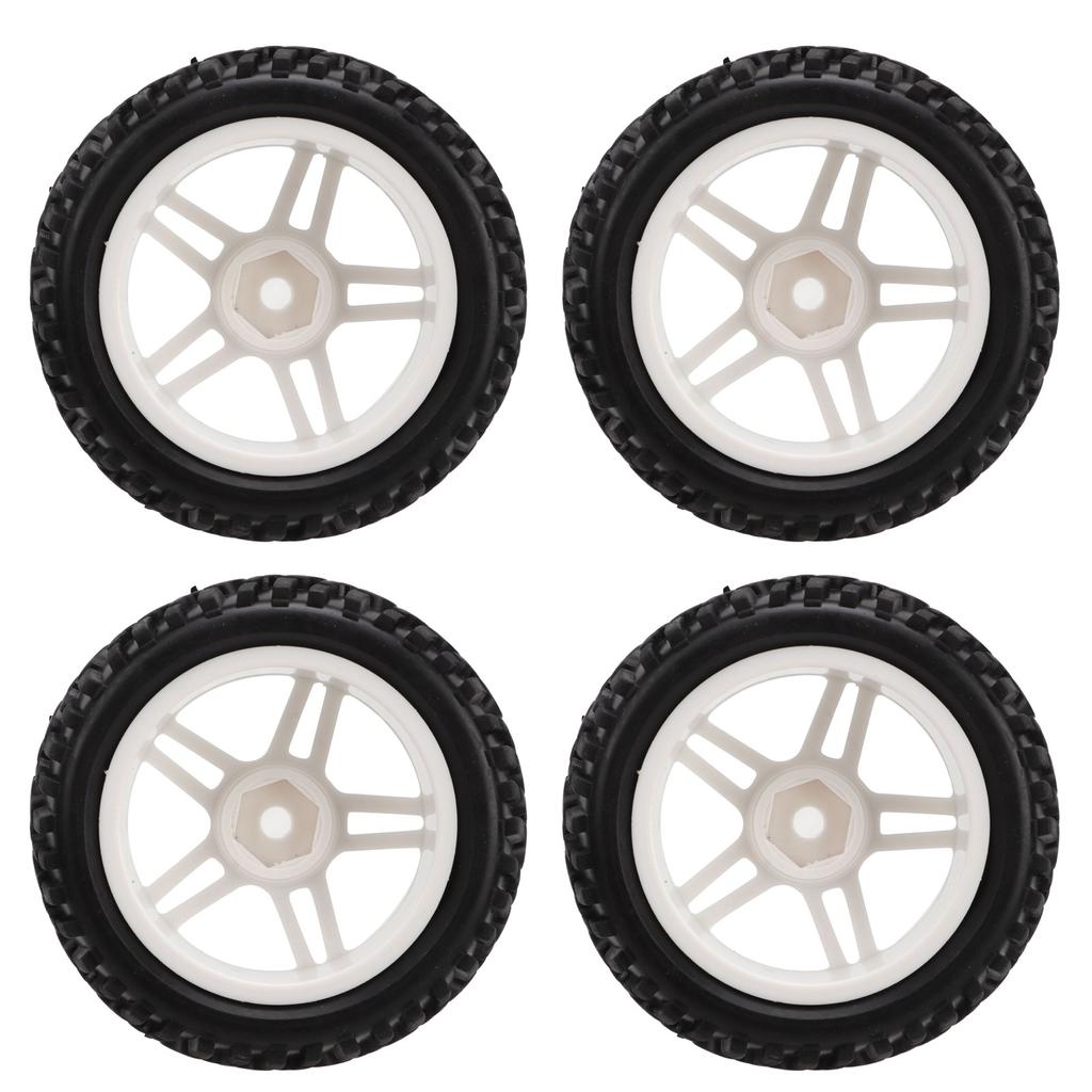 4PCS RC Car Wheels Pentagram Designed Rubber Plastic RC Car Tires Set for 1/16 Car Models Replacement Black