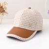 Unisex British Style Wool Duckbill Cap with Retro Houndstooth and Large Brim