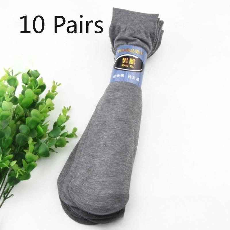 10 Pairs of Summer Light-weight Silk-cotton Mid-length Stockings - Pairs of Stockings That Are Cool and Breathable, Mid-length Men's Stockings