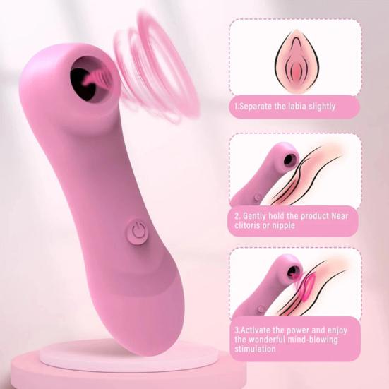 Mini Suction Vibrator Breast Massager Silicone Clitoral Stimulator with Multi-Frequency Modes Whisper-Quiet Waterproof Discreet Adult Toy