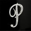 Minimalist Rhinestone Alphabet Brooch: Elegant Geometric Pin for Sweaters or Coats