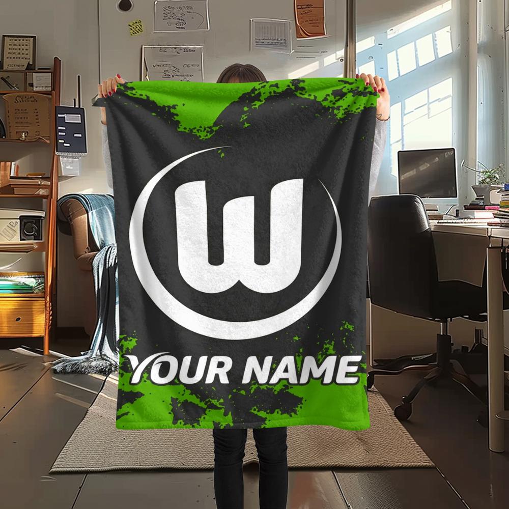 1 Stück Benutzerdefinierter Name VfL Wolfsburg Gemustert Flanelldecke Geeignet für Alle Jahreszeiten für Heimdekoration Wärme und Komfort Geschenke Feiertagsgeschenk_xia