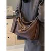 Large Capacity Vintage Commuter Tote Bag Fashion Solid Single Shoulder Crossbody Bag High-end Texture Soft Leather Chain Handbag