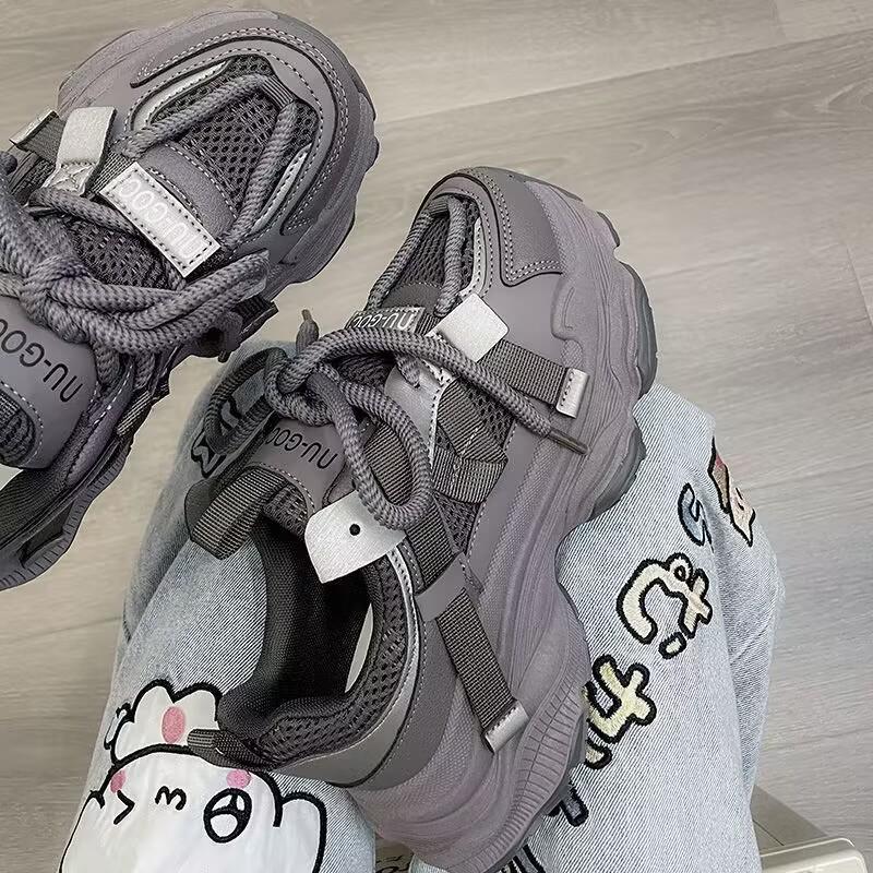 Women's 2025 Street-Style Dad Shoes: Height-Boosting, Thick Sole, Versatile, Lightweight Casual Sneakers for a Sleek Look