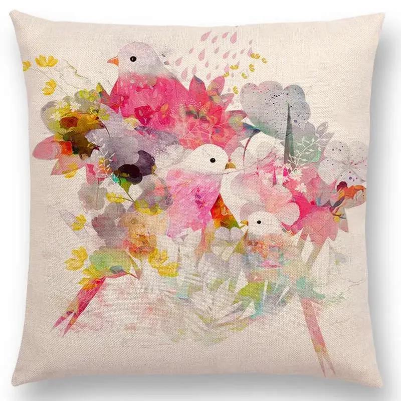 Norrsken Häst Blommor Blad Soffa Kasta Kudde Fodral Träd Blommig Trädgård Magisk Dröm Fantasi Natt Räv Rådjur Enhörning Kuddfodral