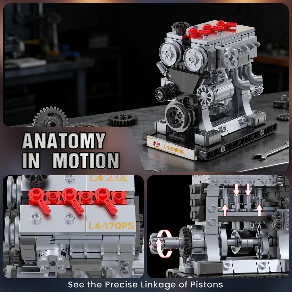 711Pcs Sports Car Engine 3-In-1 Building Blocks Toys Set, Creative Home Decor, Engine Model Assembly Toy, Kids Birthday Gift