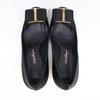 Salvatore Ferragamo Satin Capua pumps shoes 6.5D Black x GoldUsed