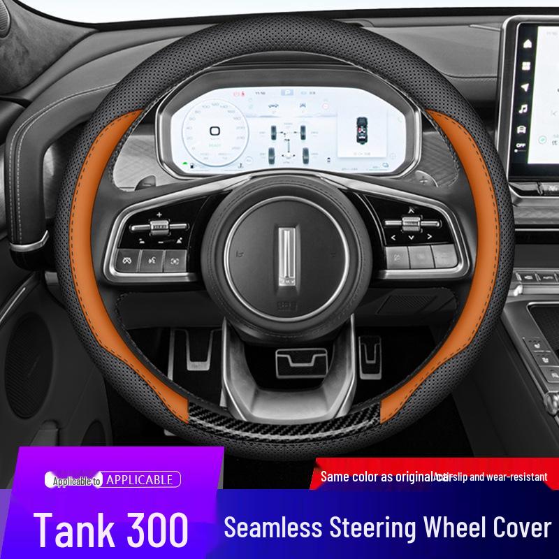 Nappa Leather Non-Slip Steering Wheel Covers for Tank 300/400/700, No Sewing Needed, All-Season.