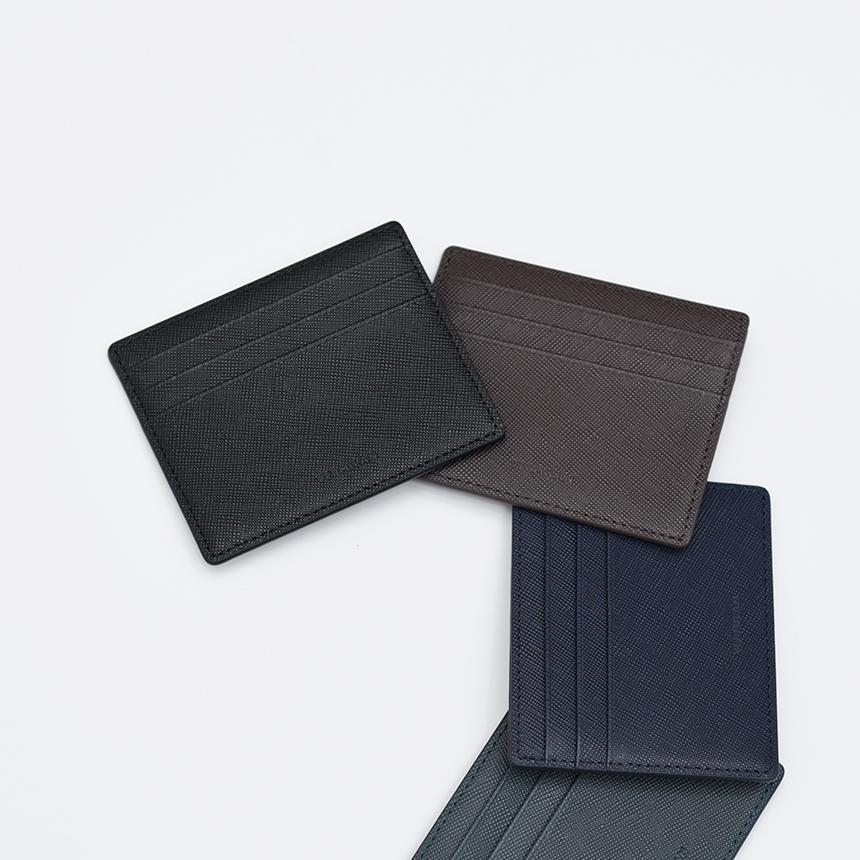 Vermilan Saffiano Genuine Leather Slim Card Wallet 4 Colors