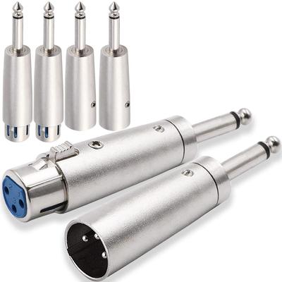 Xiatiaosann ממיר XLR נקבה לזכר מתאם שמע מונו שקע TS שקע למיקרופון 6 יחידות 3 פינים 6.35 מ"מ מיקסר,
