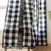Black And White Plaid Splicing Curtains Medium Ancient Style Foreign Retro Personalized Art Hollow Short Curtain