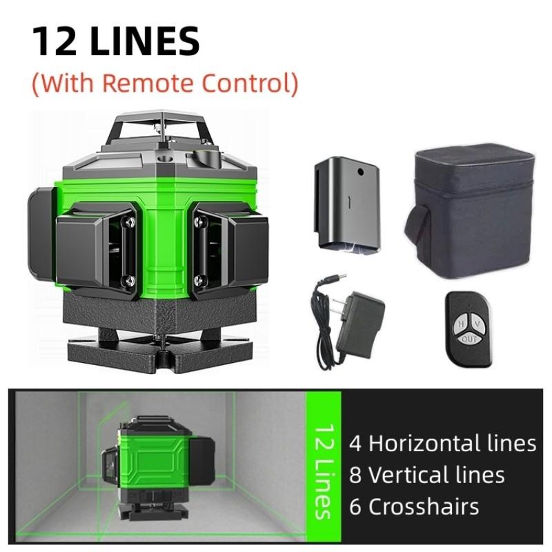 Innen-/Außenbereich Professioneller Grünlinien-Laserwasserwaage 8/12/16 Linien Hochpräzise Automatische Selbstnivellierung Messwerkzeuge