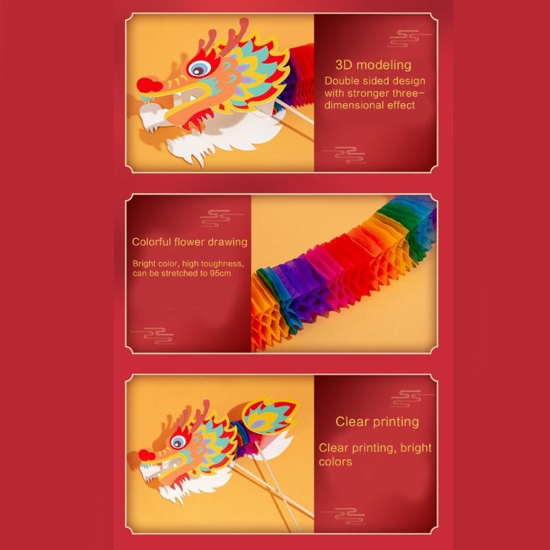 Paper Dragon Puppet Kits Paper Dragon Toy Chines New Year Supplies