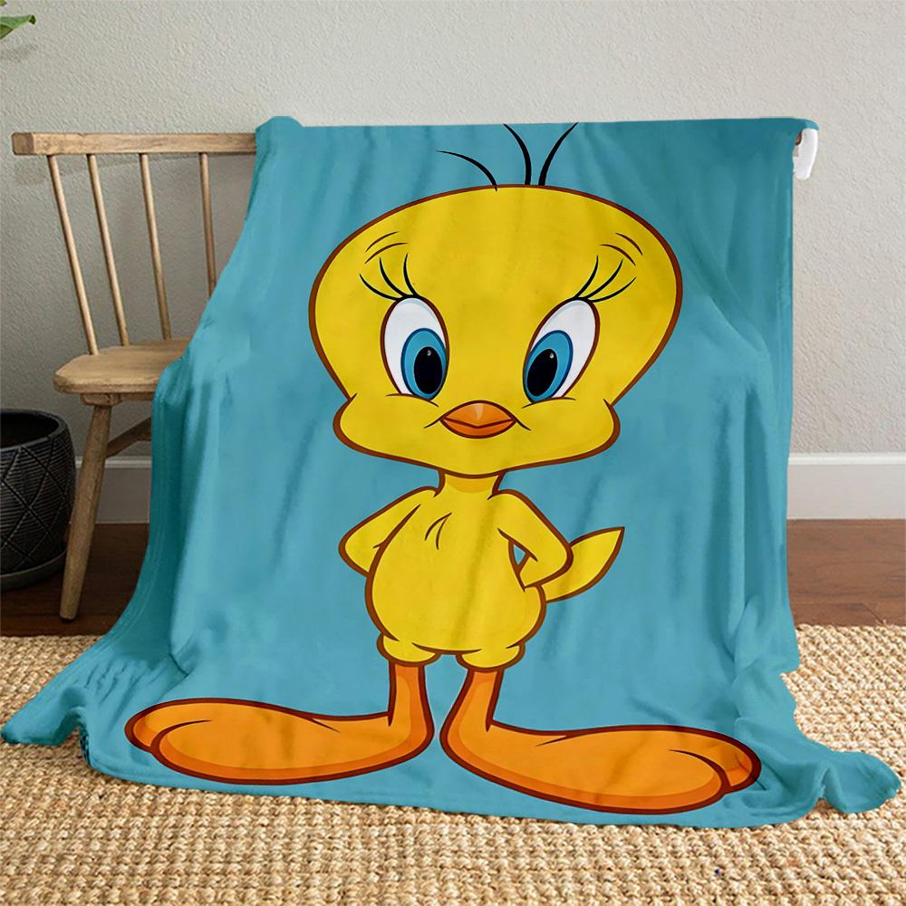 1pc cartoon bird yellow Outdoor Blanket - Throw Blanket, Soft , Flannel Blankets, Living Room, Travel, Camping-1102121