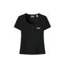 Original Simple Solid Color Embroidered T-Shirt Women Tops Black F11W629113FBK