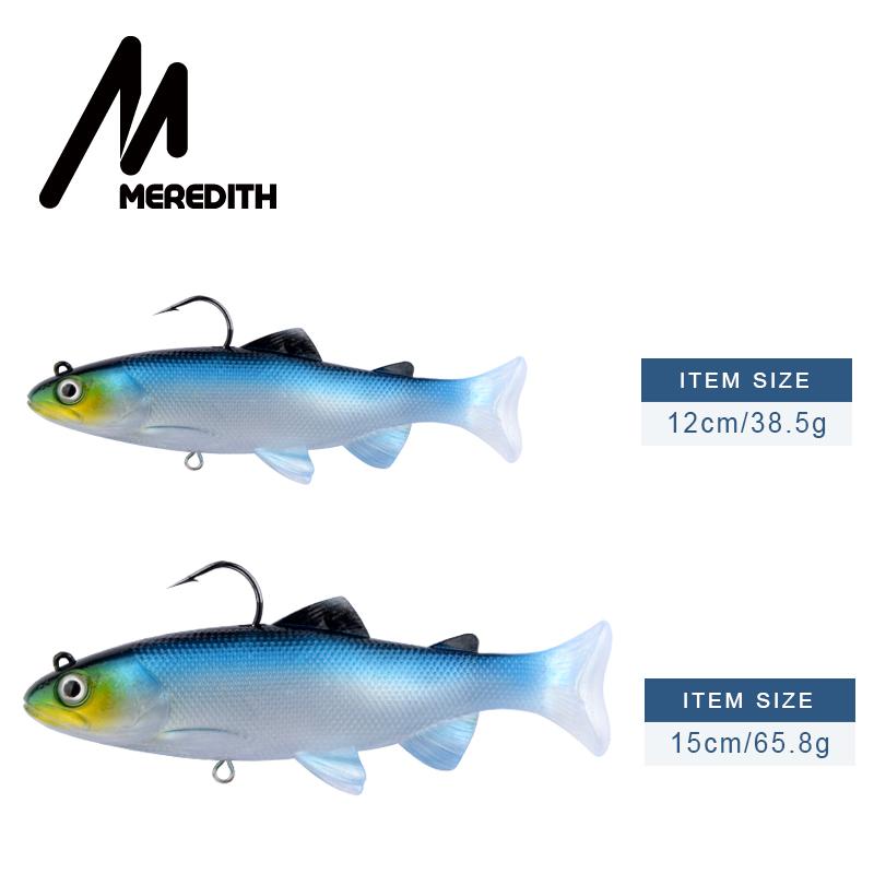 MEREDITH Trout Swimbait 12cm 38.5g 15cm 65.8g 1pc T-Tail Split Ring Trout Fishing BQE01