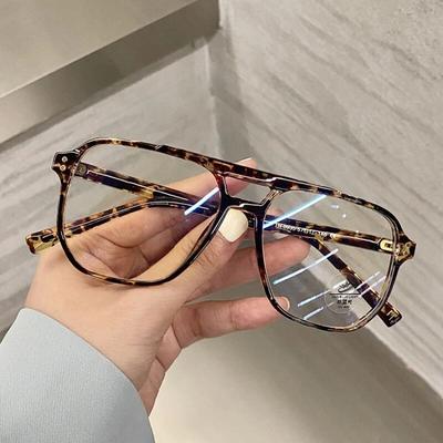 Occhiali da computer trasparenti alla moda con doppio raggio Occhiali da vista per donna Uomo Occhiali da vista con montatura quadrata anti luce blu Occhiali semplici alla moda