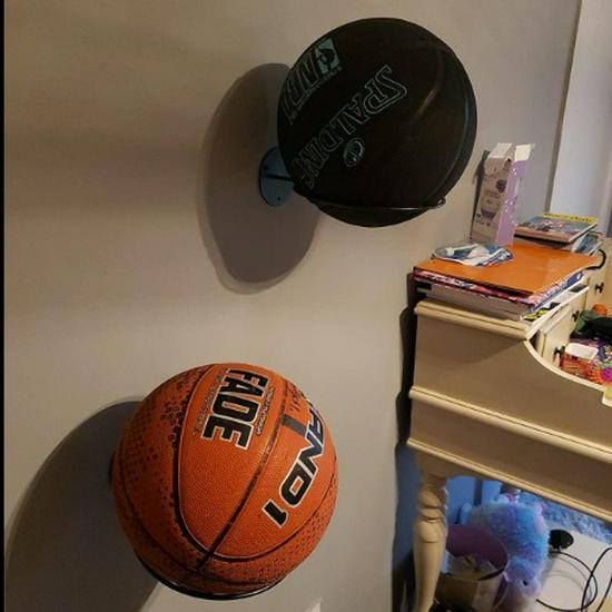 Wrought Iron Wall-Mounted Basketball and Sports Ball Storage Rack