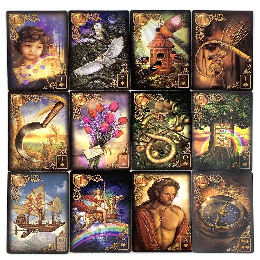 11*8cm Gilded Reverie Lenormand Tarot Deck In A Tin Box Gilded Edge For Prediction Divination Game Cards,Family Gathering Game
