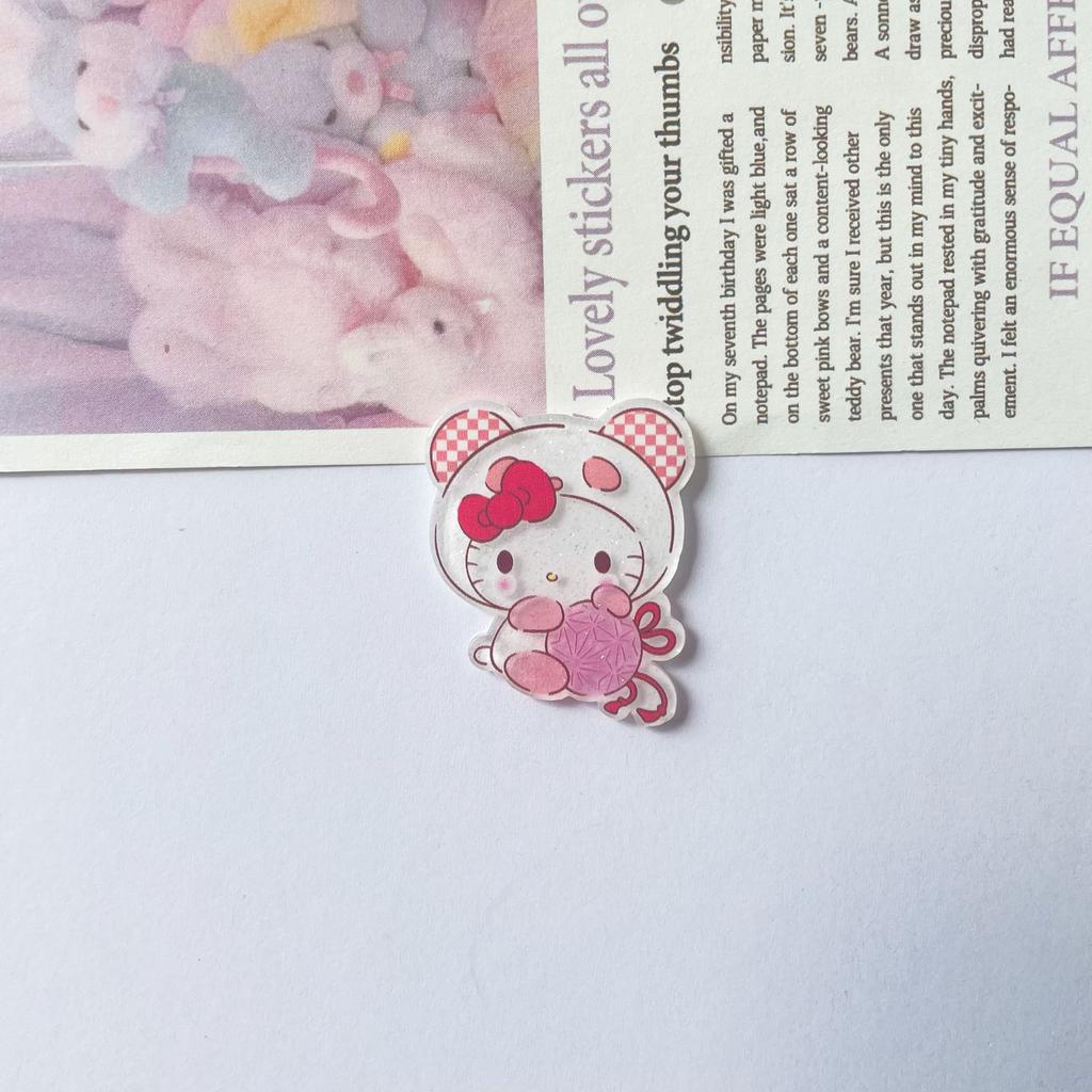 10 Pcs New Acrylic Kawaii Cute Cartoon Characters Bowknot Series Clip Book  Diy Jewelry Party Gift Hairpin Accessories A89