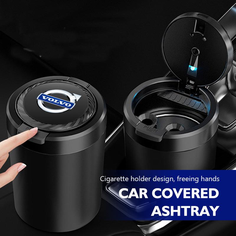 Car Ashtray One Touch Open Smokeless Cigarette Storage Cup For Volvo AWD V50 S60 XC60 S40 XC40 XC90 V60 S80 S90 V90 C30