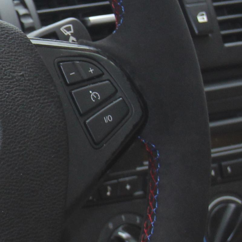 Black Suede Blue Leather Car Steering Wheel Cover for BMW E70 X5 2008 2009 2010 2011 2012 2013 2014 X6 E71 2008-2013 2014