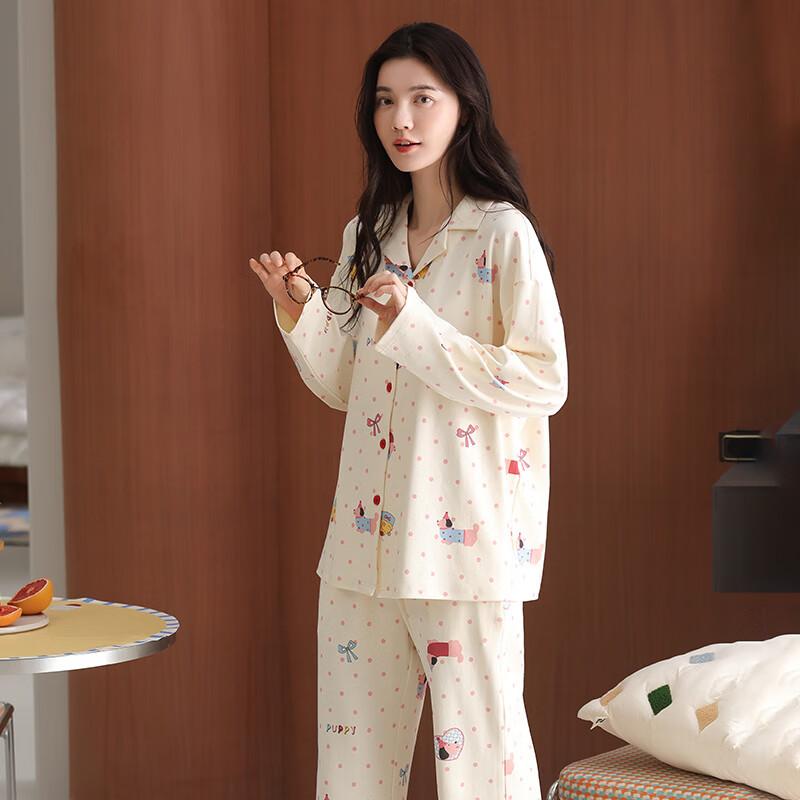 Zaisuo 100% Cotton Pajamas ong Seeve ong Pants Autumn Winter Homewear Set Comfortabe Pure Cotton Suitabe for Outdoor Wear