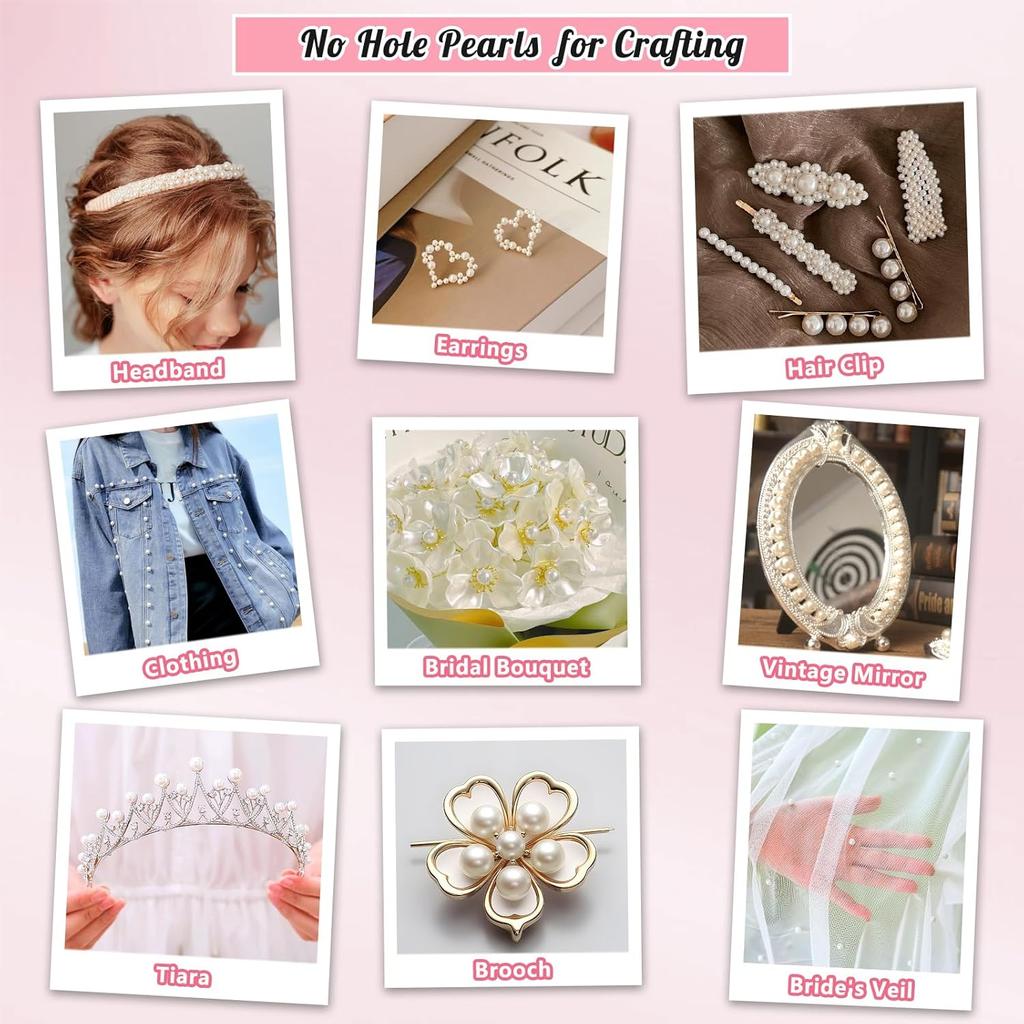 2000PCS Pearls for Crafting, Ivory No Hole Beads for Centerpieces Vases, Assorted Sizes Bulk Fake Pearls Beads for Vase Filler,Jewelry Making