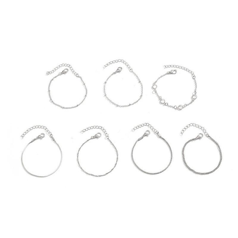 New simple and versatile geometric thin chain jewelry women's, mixed and matched snake bone chain, box chain, crystal set bracelet.