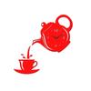3D Coffee Cup Teapot Self Adhesive Acrylic Mirror Clock Wall Stickers for Home Living Room Decor Wall Clock Wall Sticker Clock