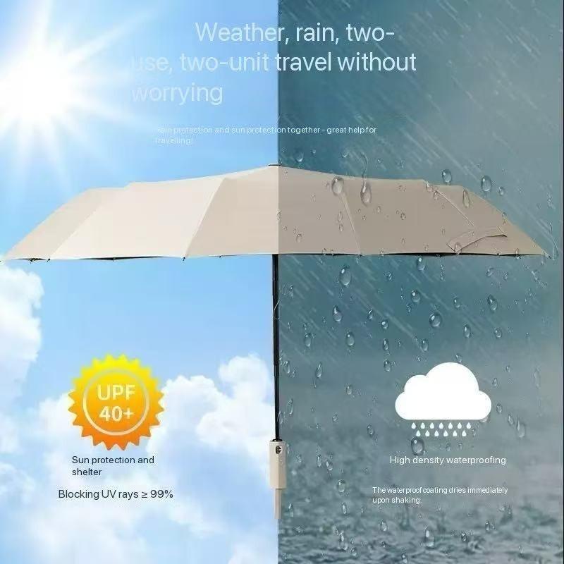 High aesthetic value automatic folding umbrella with sunscreen coating effectively protects against rain and weather, dual-use