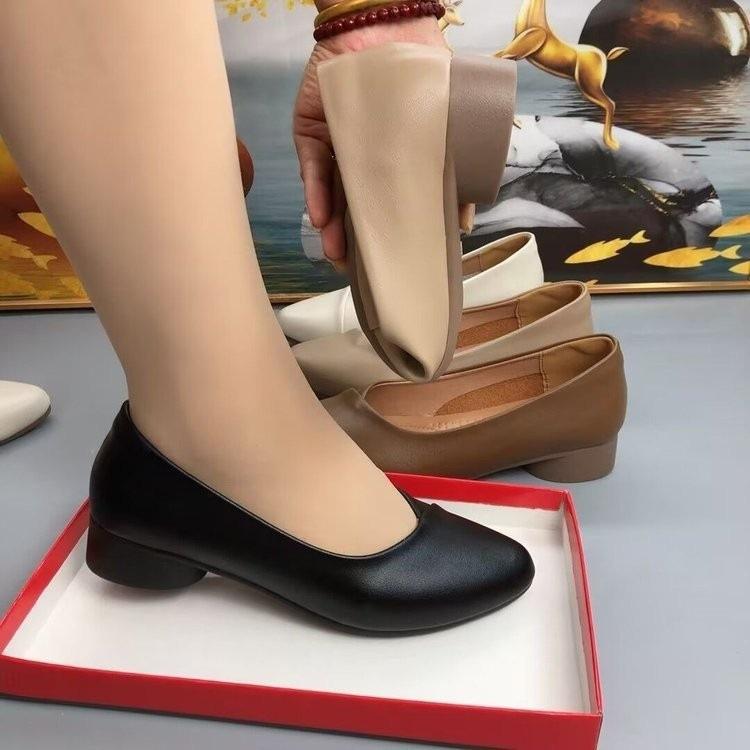 Pointed leather shoes autumn comfortable soft leather soft-soled shoes shallow mouth flat-soled single shoes