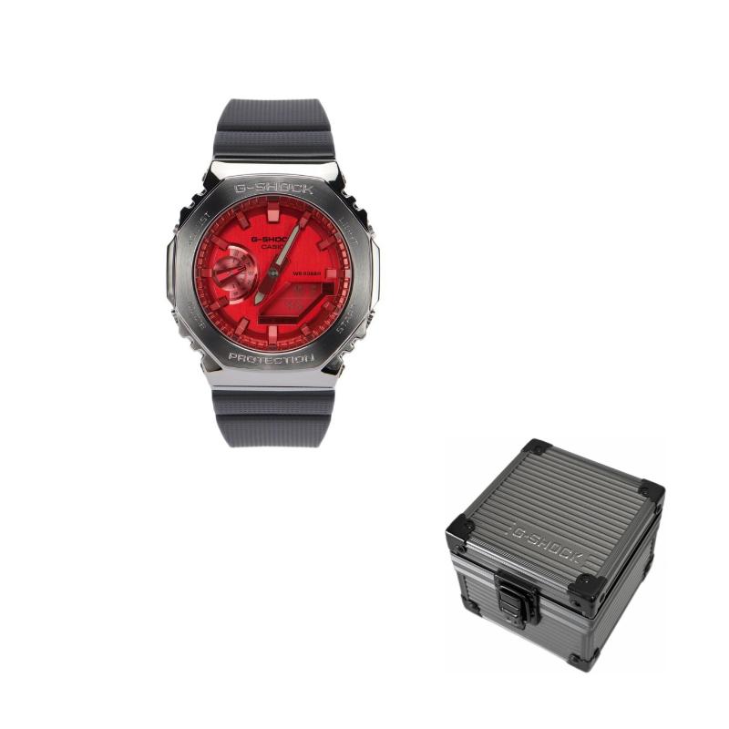 

Casio Waterproof and Shockproof Sports Watch Quartz Movement Resin Strap Japanese and Korean Watch Men s Watch Red Dial GM-2100B-4APR червоний