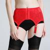 Adjustable High-Waisted Lace Metal Garter Belt with 6 Buckles - Non-Slip Long Stockings for Women