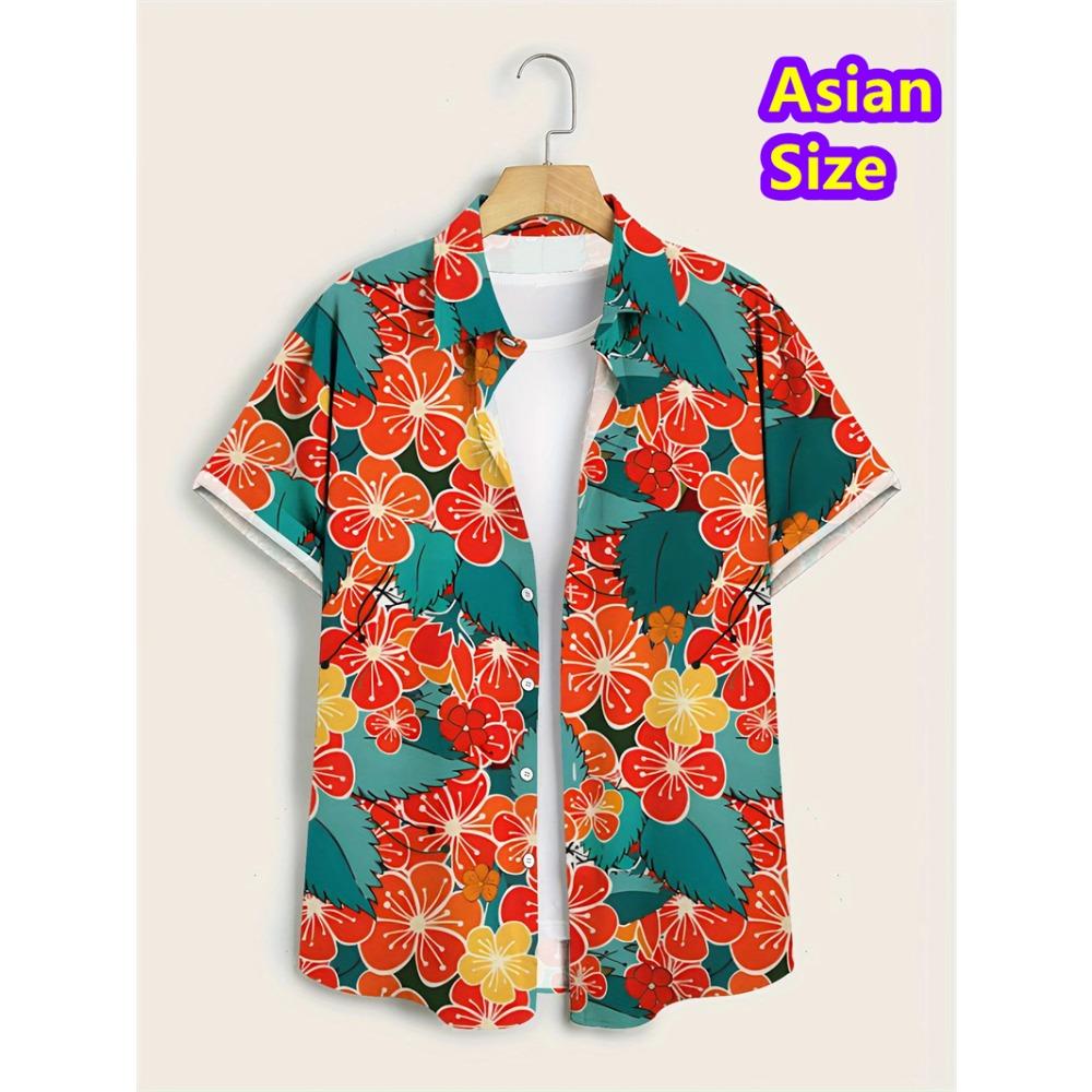 Cheap Floral Shirts Men's Hawaii Holiday Party Blouse 2026 Lapel Beach Shirt Flower Korean Fashion Short-sleeved Womens Clothes