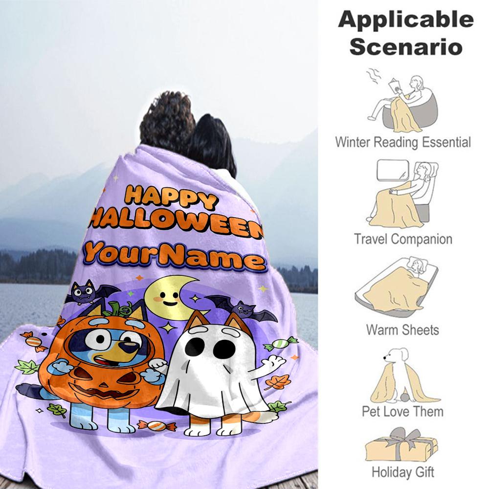Bluey 22 Customize Text Blanket Cozy Personalized Blanket Soft & Cozy Versatile for Seaside Livingroom Office Chair Nap Four Seasons Multipurpose