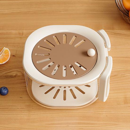 2Pcs 2-in-1 Drain And Preservation Basket Fruit Bowl Vegetable Washing And Draining Basket Fruit Basket with Strainer Lid Foldable Handle for Kitchen