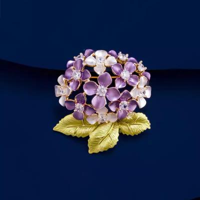 Enamel Color Hydrangea Flower Brooch High-End Women'S Fashion Exquisite Brooch Niche Design Sense Temperament Pin With Jewelry