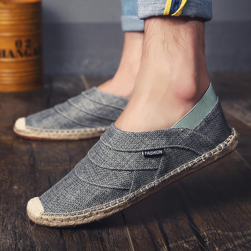 2025 Herren Canvas Schuhe Sommer Atmungsaktiv Mode Lässig Flache Slipper Fahren Lazy Bequem Espadrille Fischer Leinen Schuhe 78