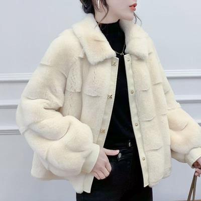 New Lantern Sleeve Fur Coat Women's Medium and Long Winter Imitation Mink Plush Coat Light
