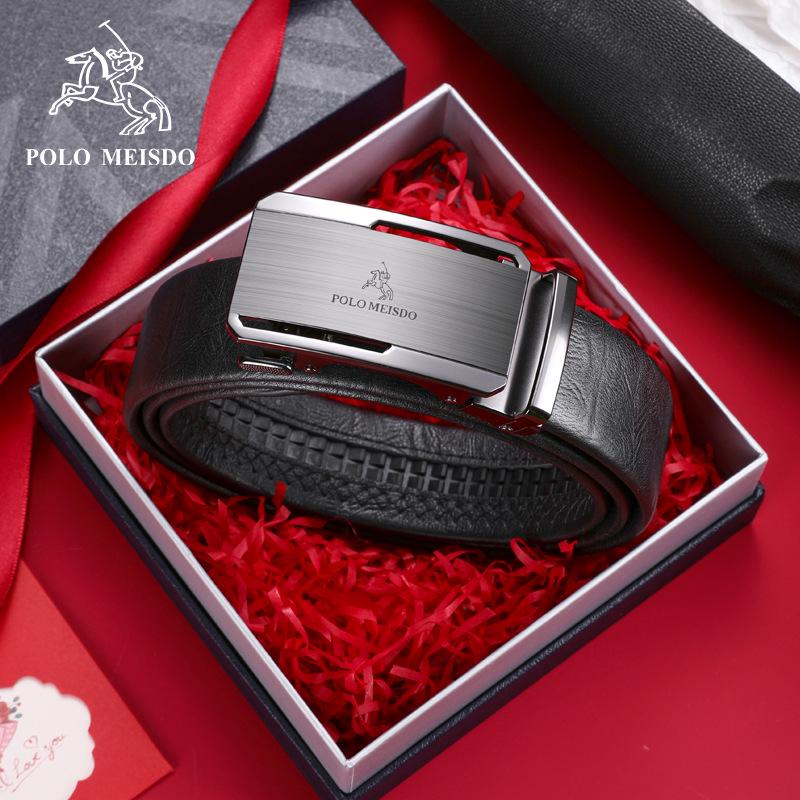 Paul Messder Men's High-End Genuine Leather Belt with Automatic Buckle - Top Layer Cowhide.