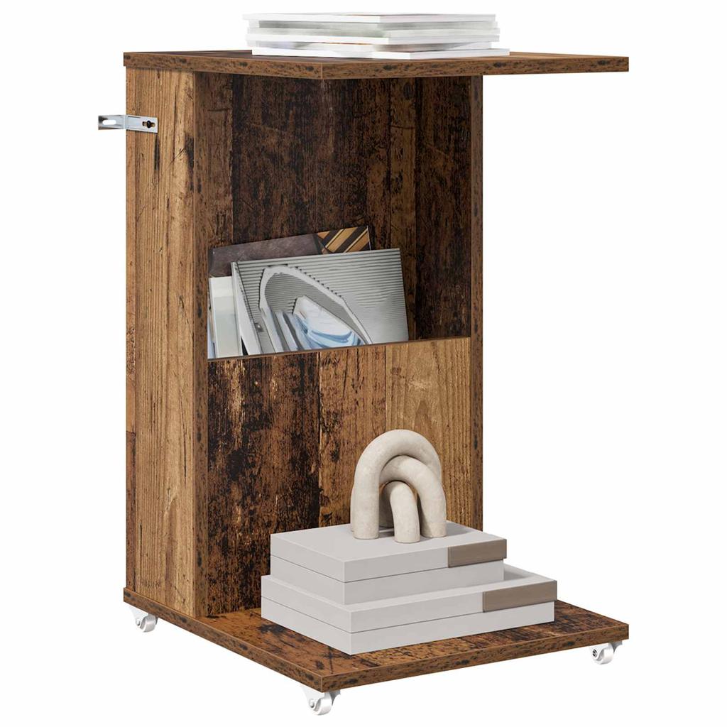 Side Table with Wheels Reclaimed Wood Look 40 x 35 x 60 cm Engineered Wood