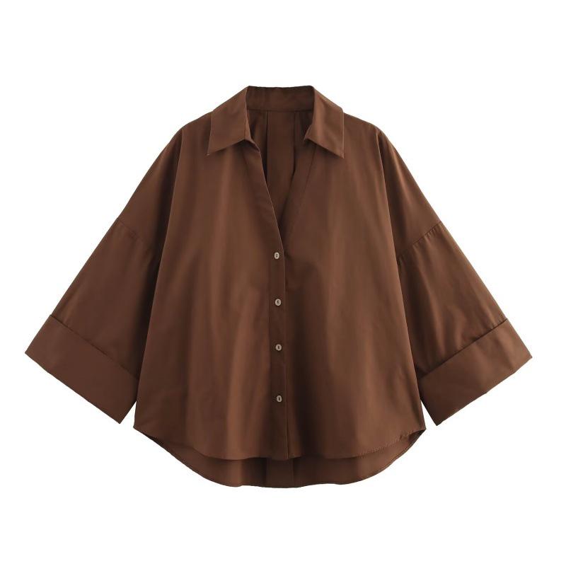 Autumn 2025 Wide Sleeve Poplin Shirt - European & American Style, New Versatile Design