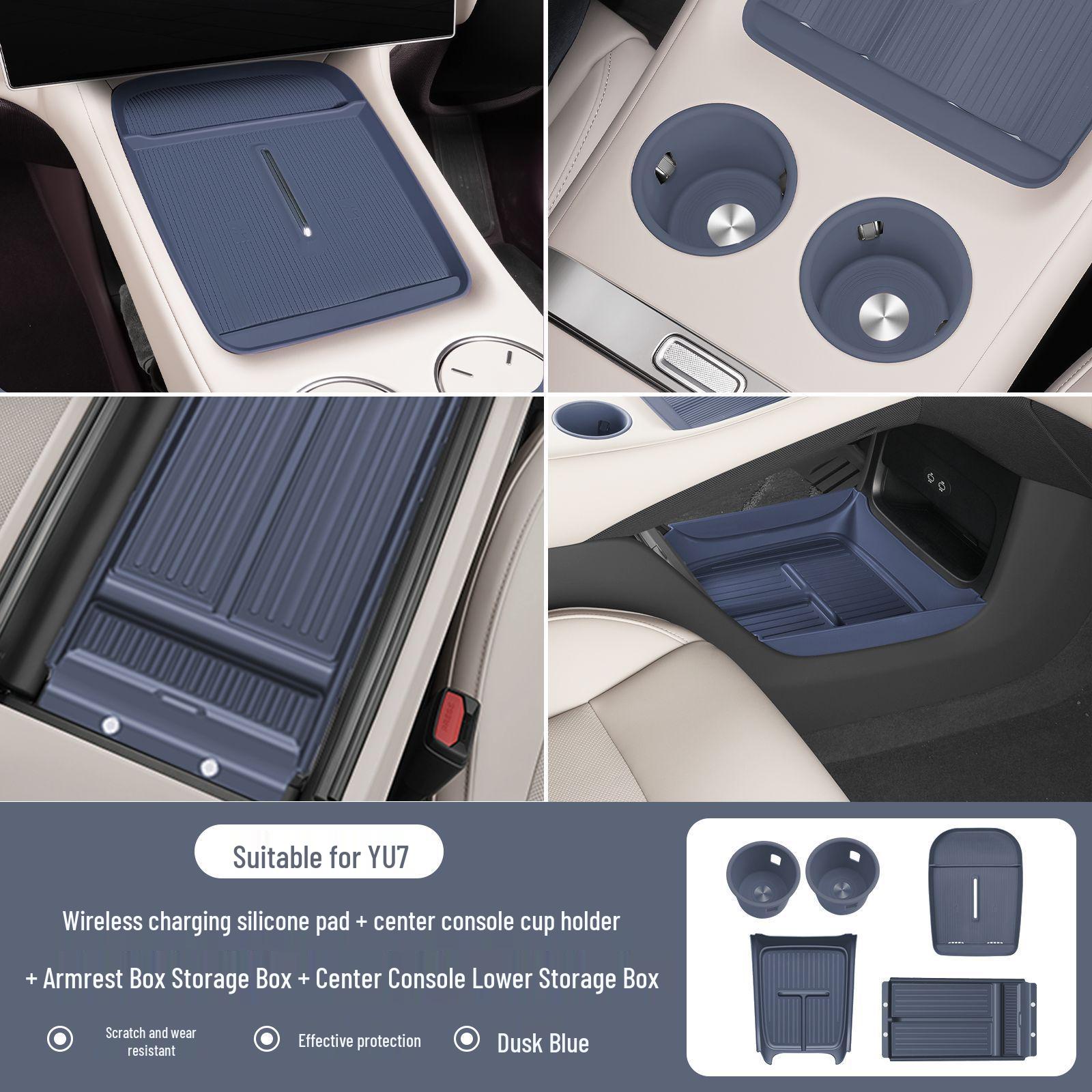 Xiaomi YU7 Console Water Cup Holder Protector - 5-Piece Non-Slip Waterproof Silicone Car Accessory Set