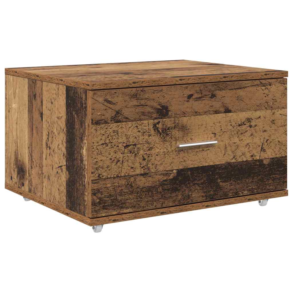 Drawer Cabinet with Wheels Reclaimed Wood Look 55 X 45 X 31 Cm