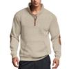 Fashionable Men's Casual Sweatshirt with Jacquard Small Check Embroidered Patchwork Stand Collar Loose-Fit Top